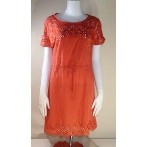 Madewell Eyelet Wildfield Orange Shift Dress Size 0